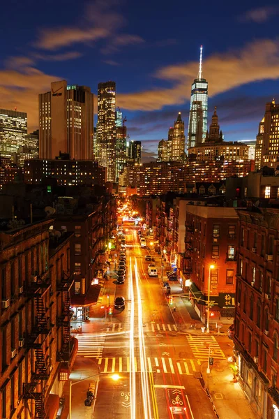 Innenstadt von Manhattan, New York City, bei Nacht — Stockfoto