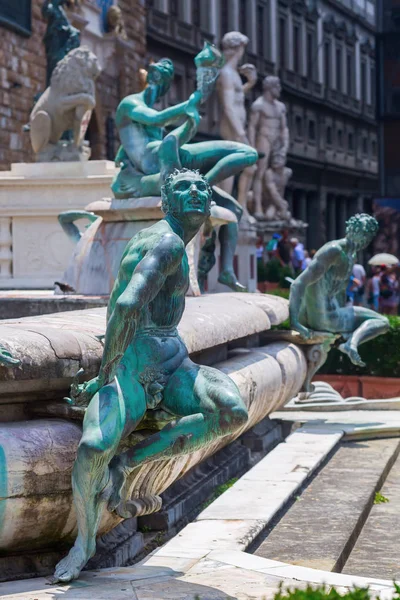 Sculptures at the Neptune Statue in Florence — Stock Photo, Image