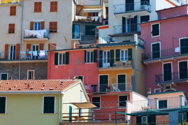 renkli eski evleri Manarola, İtalya