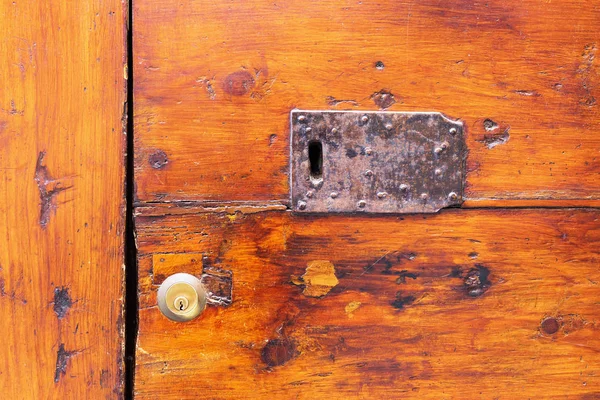Decorative detail of an old wooden door — Stock Photo, Image