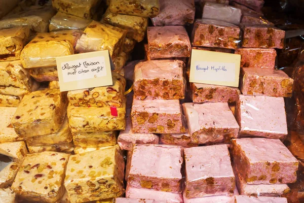 Nougat at a French confectionery shop — Stock Photo, Image