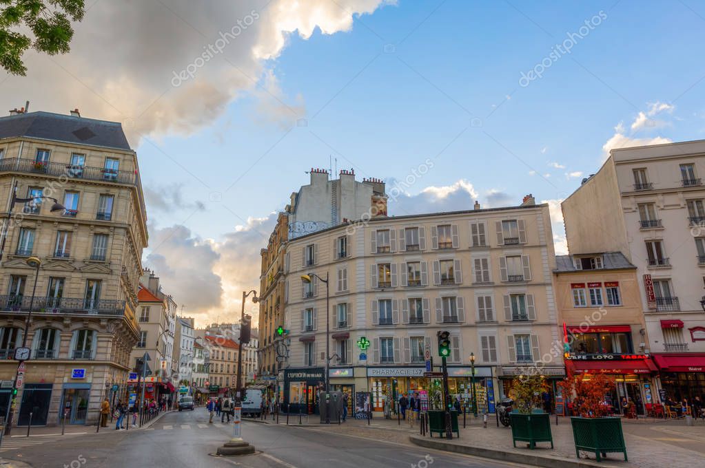 Street scene in Belleville, Paris Stock Editorial Photo