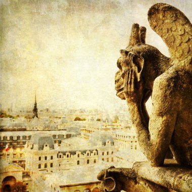 bir çirkin yaratık Paris'te Vintage tarzı resmi