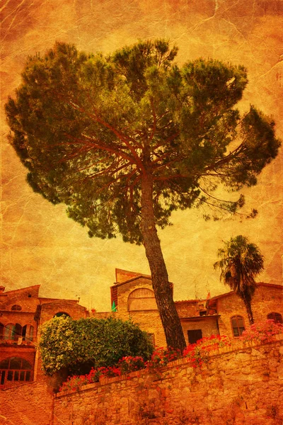 Vintage texturizado imagem de San Gimignano — Fotografia de Stock