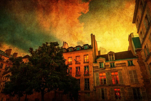 Vintage tarzı resim eski binalar Paris'te — Stok fotoğraf