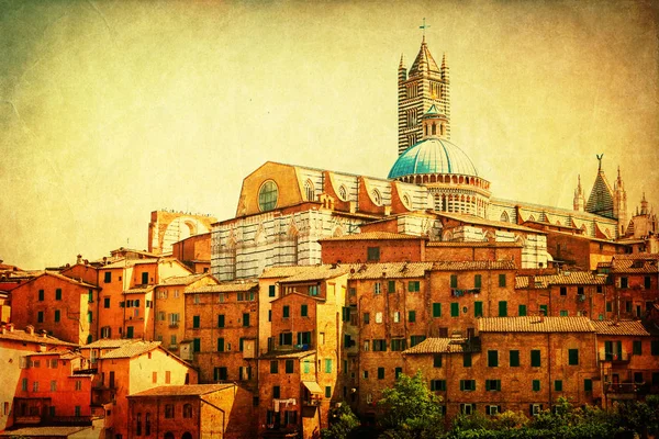 Vintage style picture of Siena, Italy — стоковое фото