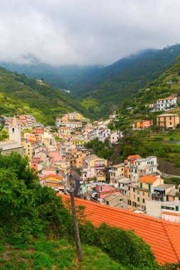Riomaggiore, İtalya'nın havadan görünümü
