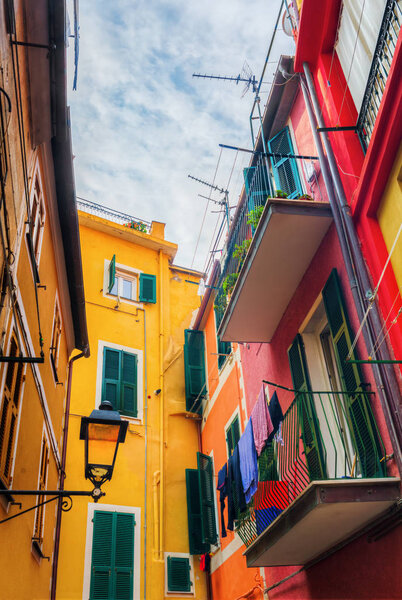 Picturesque alley in Monterosso al Mare, Cinque Terre, Italy