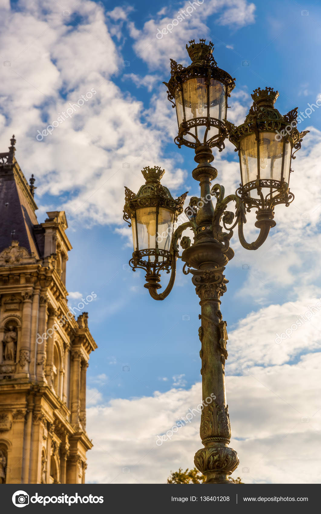 Antique Street Lamp In Paris France Stock Photo Madrabothair Antique Street Lamp In Front Of The Hotel De Ville Paris France Photo By