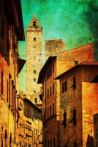 Vintage stijl foto van San Gimignano — Stockfoto