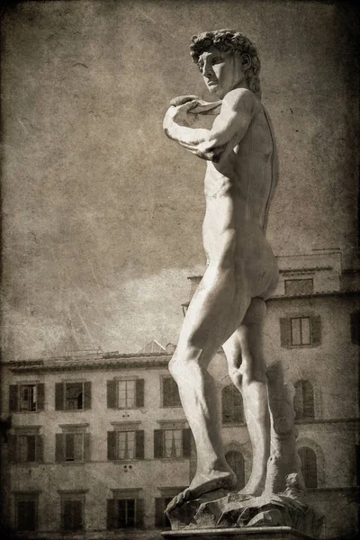 Antique textured picture of the David statue — Stock Photo, Image