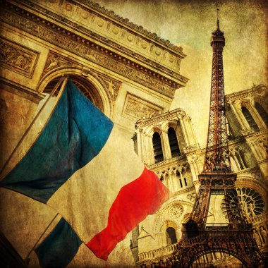 Vintage tarzı kolaj Paris simgeler
