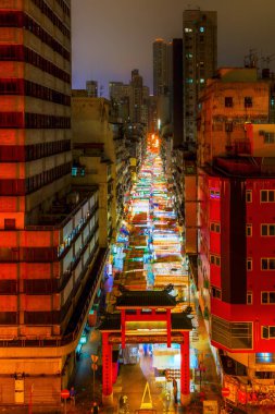 Temple Street, Kowloon, Hong Kong, gece