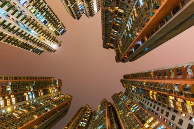 skyscrapers at Causeway Bay, Hong Kong, at night clipart