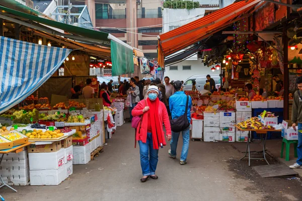 Market street w Kowloon, Hong Kong — Zdjęcie stockowe