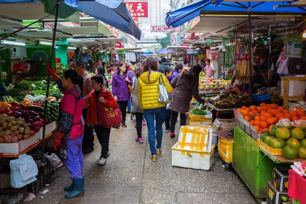 Market street w Kowloon, Hong Kong — Zdjęcie stockowe