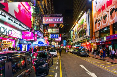 Kowloon, Hong Kong geceleri sokak sahne