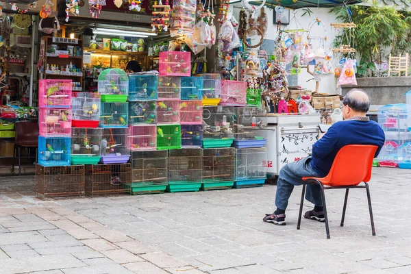 Mercado de aves em Kowloon, Hong Kong — Fotografia de Stock