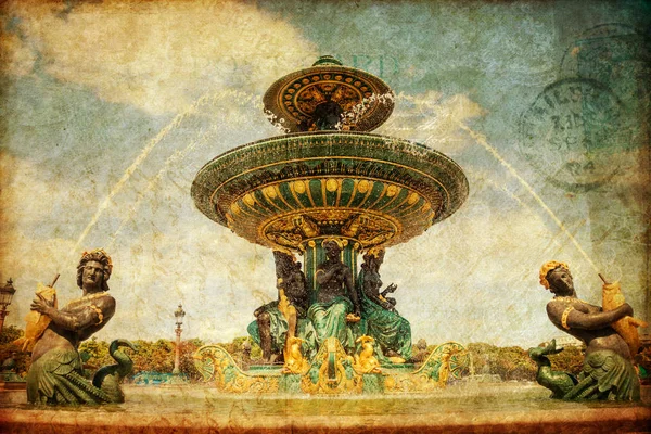 Photo vintage d'une fontaine à Paris, France — Photo