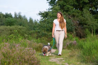 elo köpek yavrusu vasıl belgili tanımlık kira kontratı ile yürüyen kadın