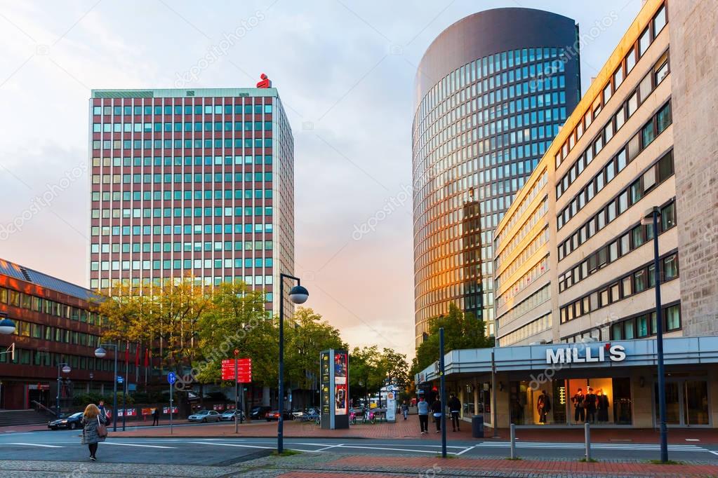 cityscape in the city of Dortmund, Germany, at dusk – Stock Editorial