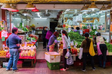 Kowloon, Hong Kong dükkanda semt pazarı