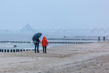 Heringsdorf, Almanya çevre yağmurlu beach