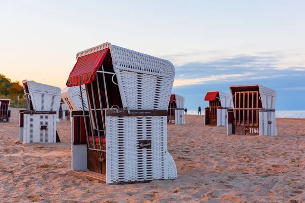 Hooded beach chairs at the beach of Heringsdorf, Germany — Stock Photo, Image