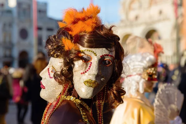 Skrytého lidí na karneval v Benátkách — Stock fotografie
