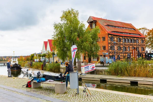 View at the city harbor of Wolgast, Germany — Stock Photo, Image