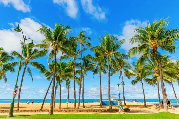 Honolulu Oahu Hawaii 2019 November Kuhio Beach Park Azonosítatlan Emberekkel — Stock Fotó