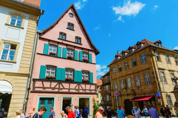 Bamberg Alemania Junio 2019 Edificios Históricos Bamberg Baviera Con Personas — Foto de Stock