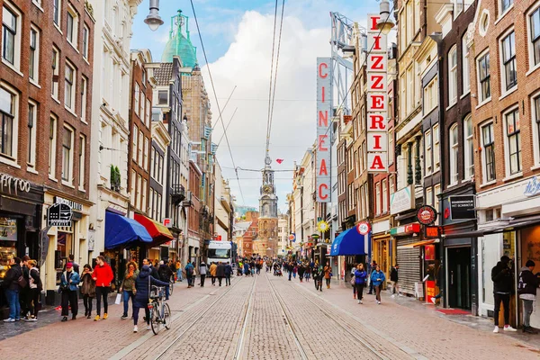 Amsterdã Holanda Outubro 2019 Rua Comercial Amsterdã Com Pessoas Não — Fotografia de Stock