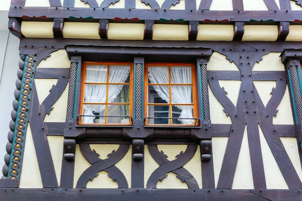 Фасад Окном Полудеревянного Дома Линц Райн Германия — стоковое фото