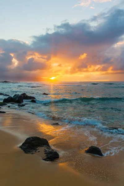 Playa Costa Norte Oahu Hawai Atardecer — Foto de Stock