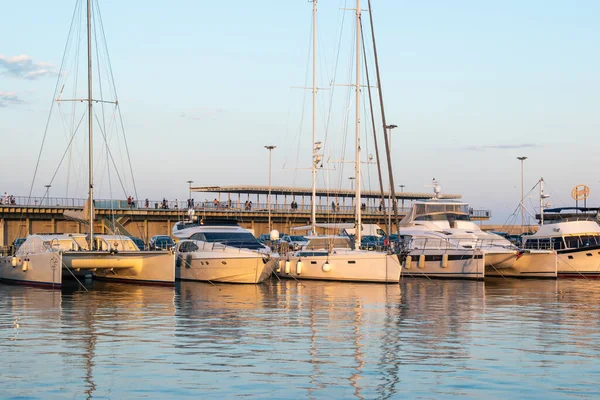 Evening Walk Port People Yachts — Stock Photo, Image