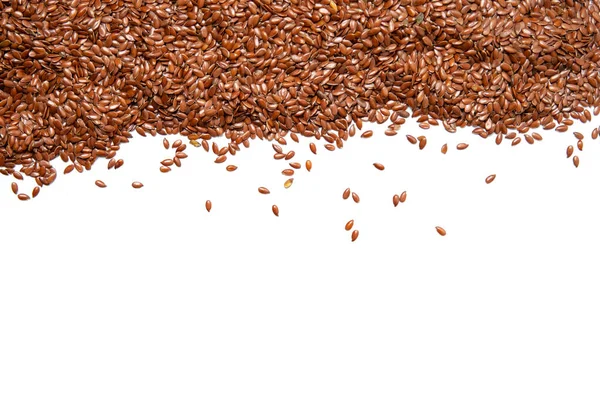 Heap Brown Flax Seeds Isolated White Background — Stock Photo, Image