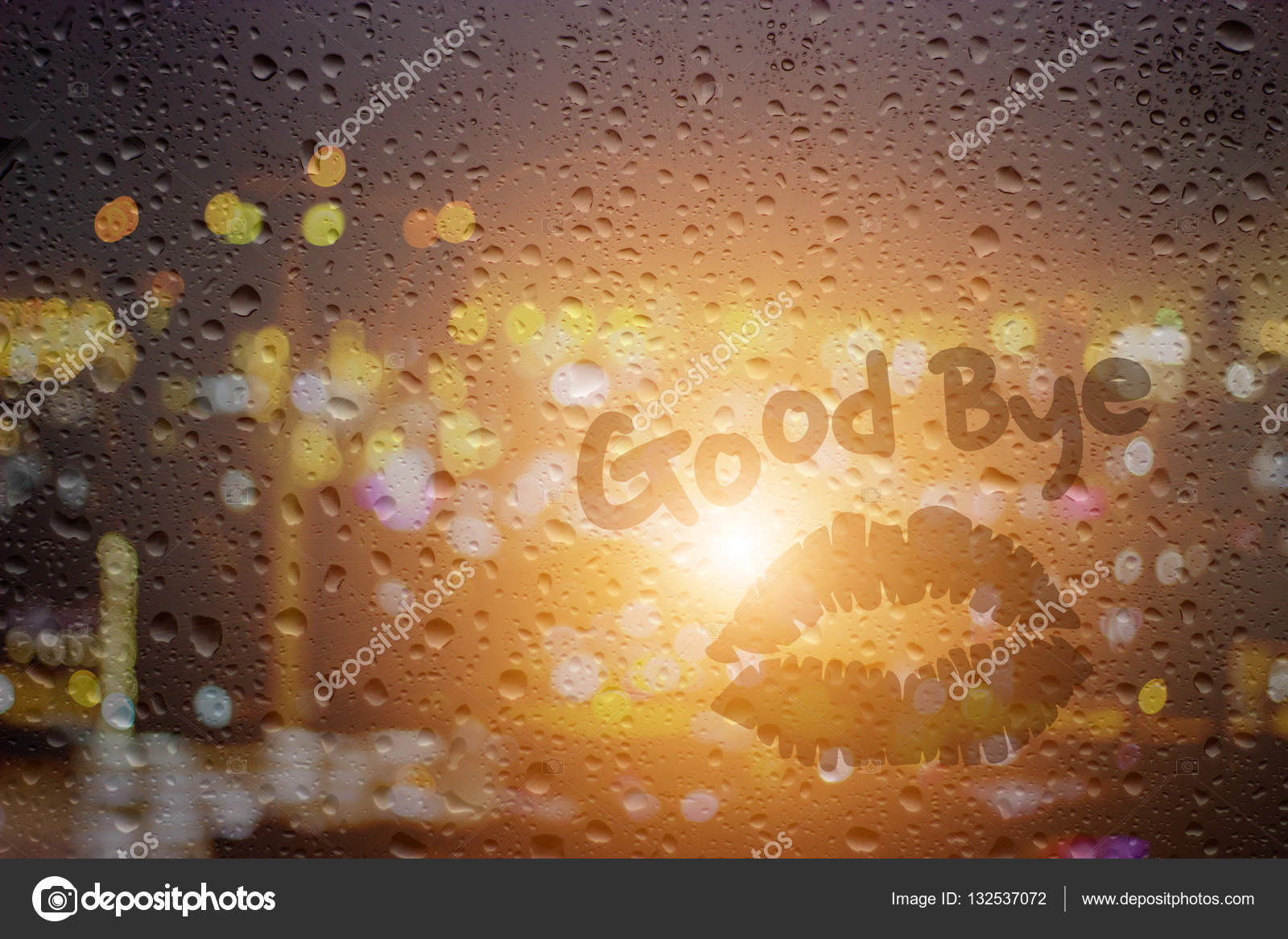 Draw good night on window Stock Photo by ©yanukit 132537072