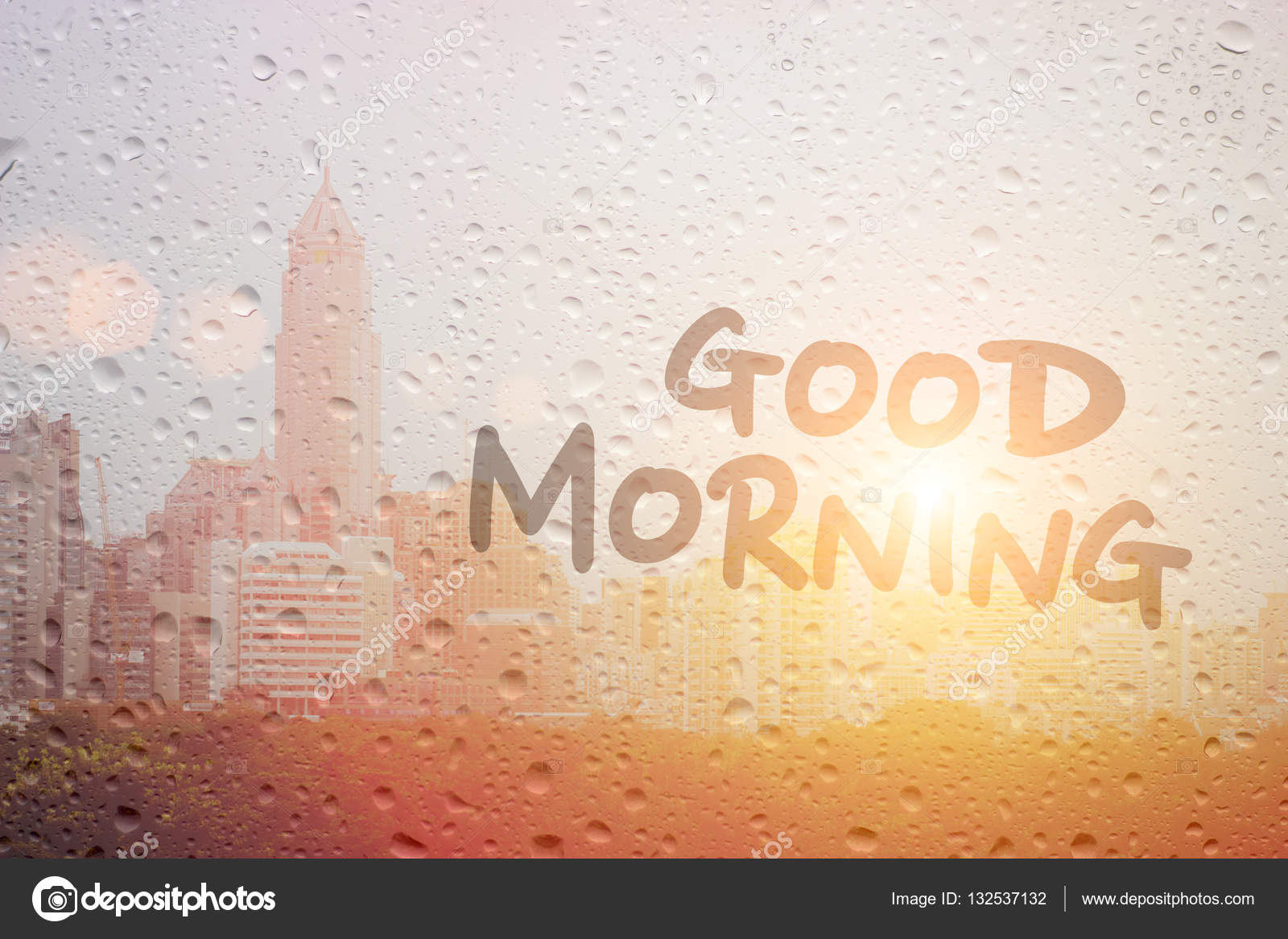 Draw good morning art first light in raining day Stock Photo by ...