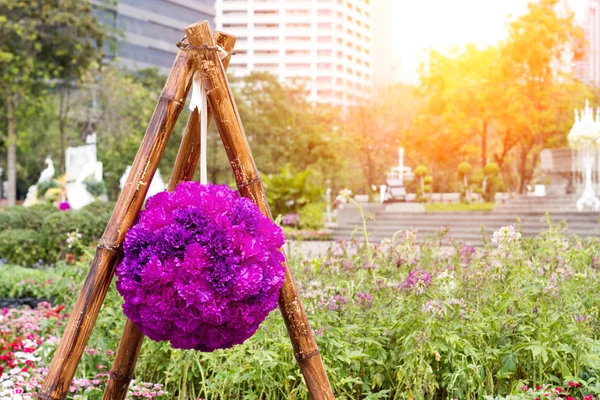紫色の花の茂みのある庭 — ストック写真