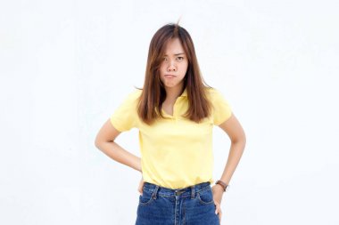 Beyaz Asyalı kadın huysuz eylem