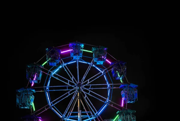 Ferris wheel with neon light — Stock Photo, Image