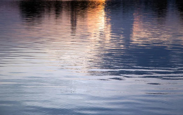 Sunset on reflexing pond — Stock Photo, Image