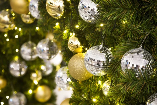 Mirrior ball and gold decoration christmas — Stock Photo, Image
