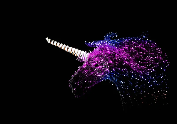Decoración de luz en forma de unicornio de noche —  Fotos de Stock