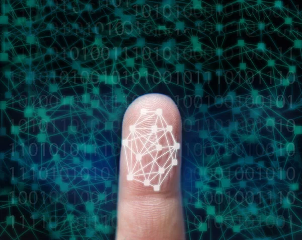 Fingerabdruck erkennt Sicherheit im digitalen Netzwerk — Stockfoto