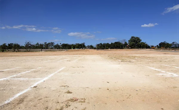 Landscape of sand space and marker — Stock Photo, Image