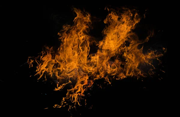 Fire flame on black background. — Stock Photo, Image