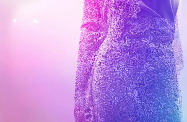 Nahaufnahme Halskrause Textil Auf Farblicht Für Hintergrund Schönes Textiles Modekonzept — Stockfoto