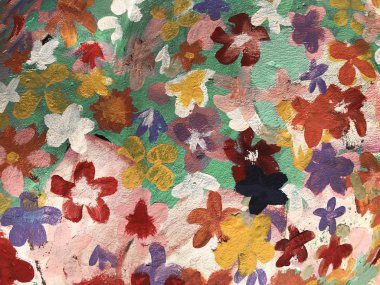 Çimentoya kolay boyanmış boya çiçeği